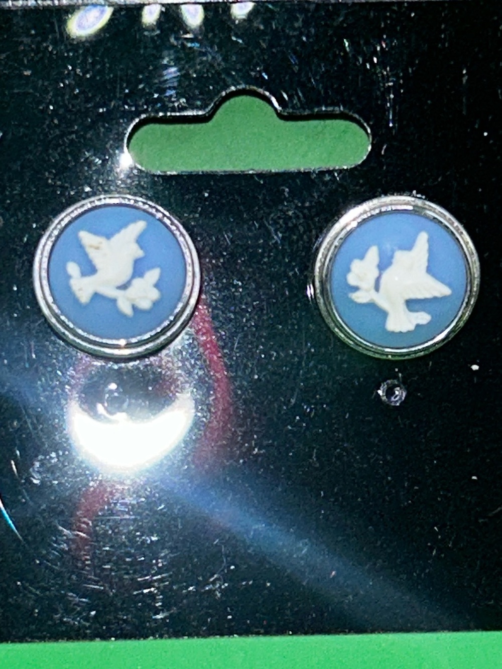 Blue Bird Cameo Stud Earrings